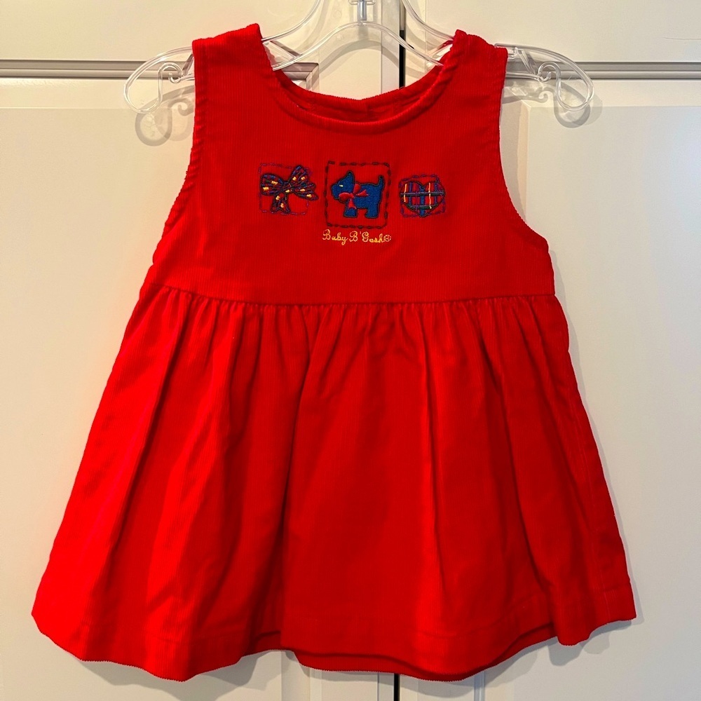 Rare! Vintage OshKosh B Gosh  Scottie Dog Dress  Corduroy Dress 18 months